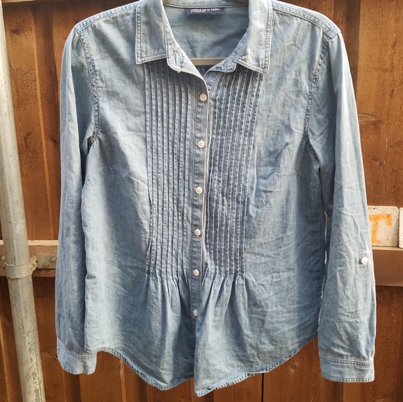 Jones New York Chambray Button Down Roll Sleeve M - Picture 2 of 6